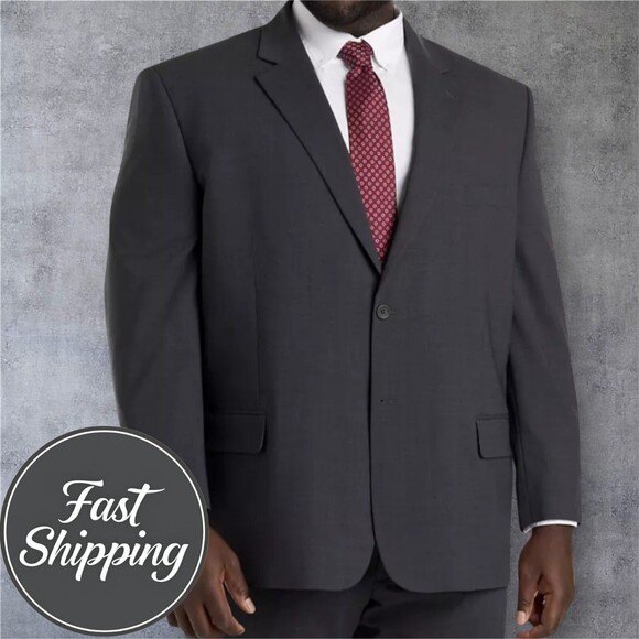PRONTO UOMO Mens Blazer 54L WOOL Charcoal Gray Sport Coat 2-Button Jacket Suits - Picture 1 of 12